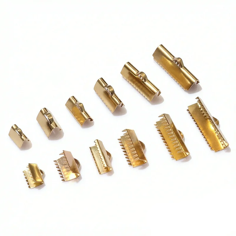 30Pcs 8-25mm Stainless Steel Crimp End Beads Buckle Tips Clasp Cord Flat Cover Clasps Connectors For DIY Jewelry Making - view 5