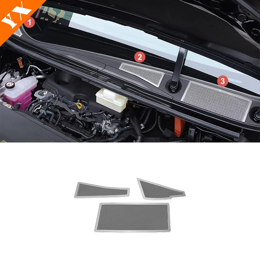 

For Toyota ALPHARD 2024-2026 Accessories Stainless Black Car Engine Air Outlet Dust Cover,Car Hood Filter Screen,Hood Horn Cover