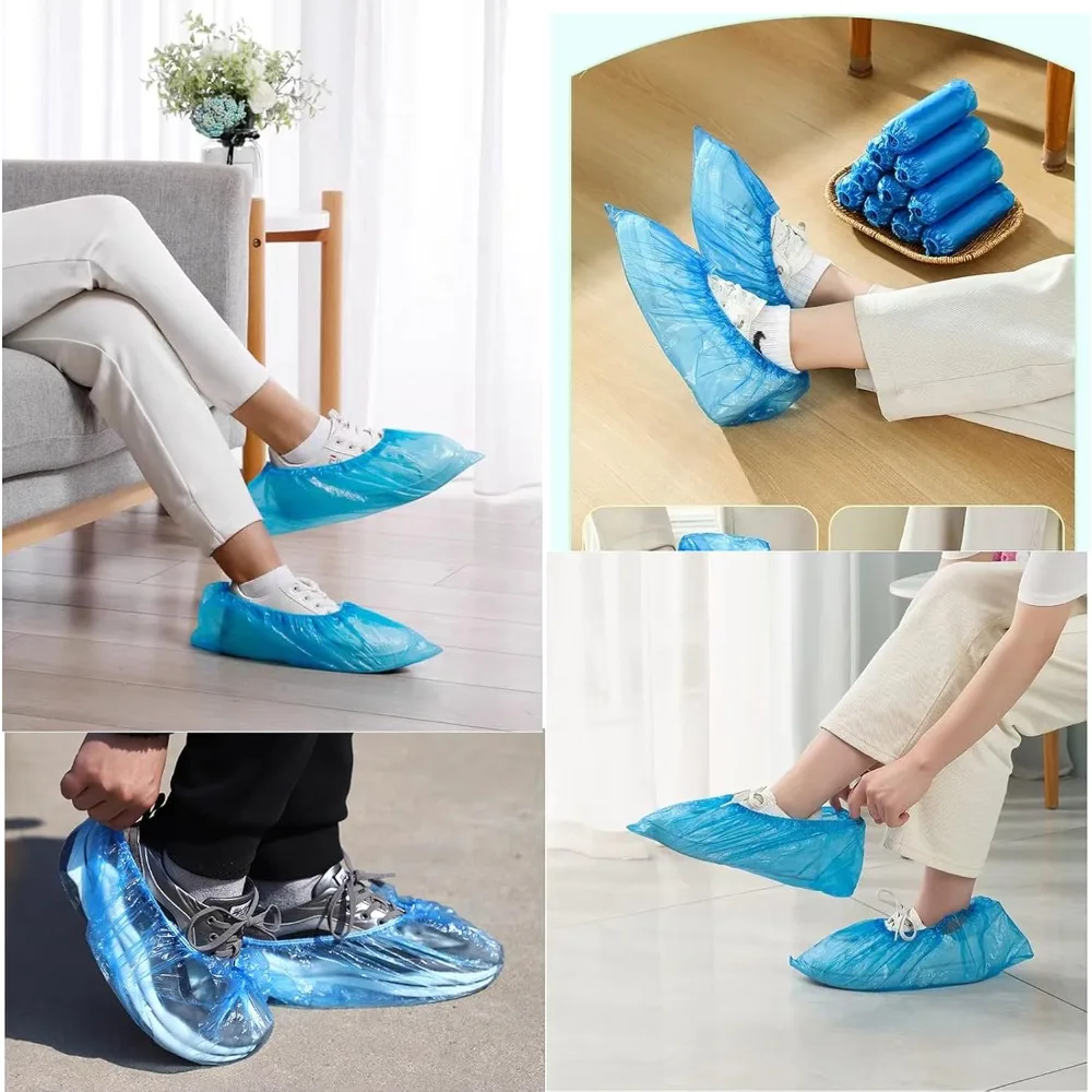 Reusable Shoe Covers – 8 Pairs, Waterproof & Non-Slip, Machine Washable, Large