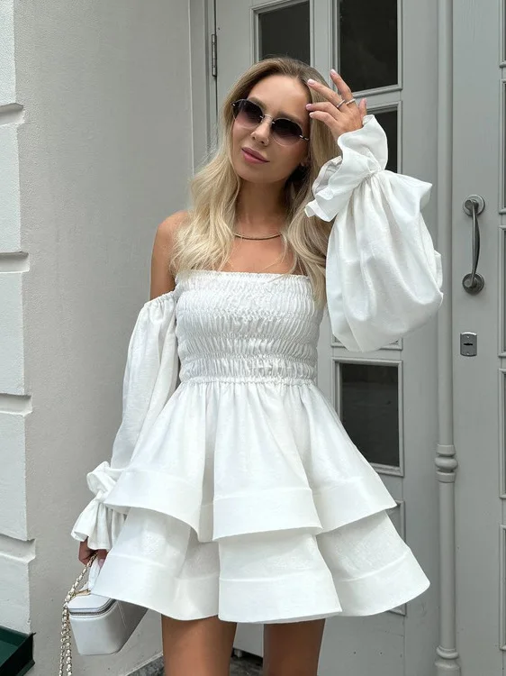 فانوس عالي الخصر مثير Sve One oulder Dr Women's Faion Par Dr Girl's Polyester Long Sve ثوب للولائم
