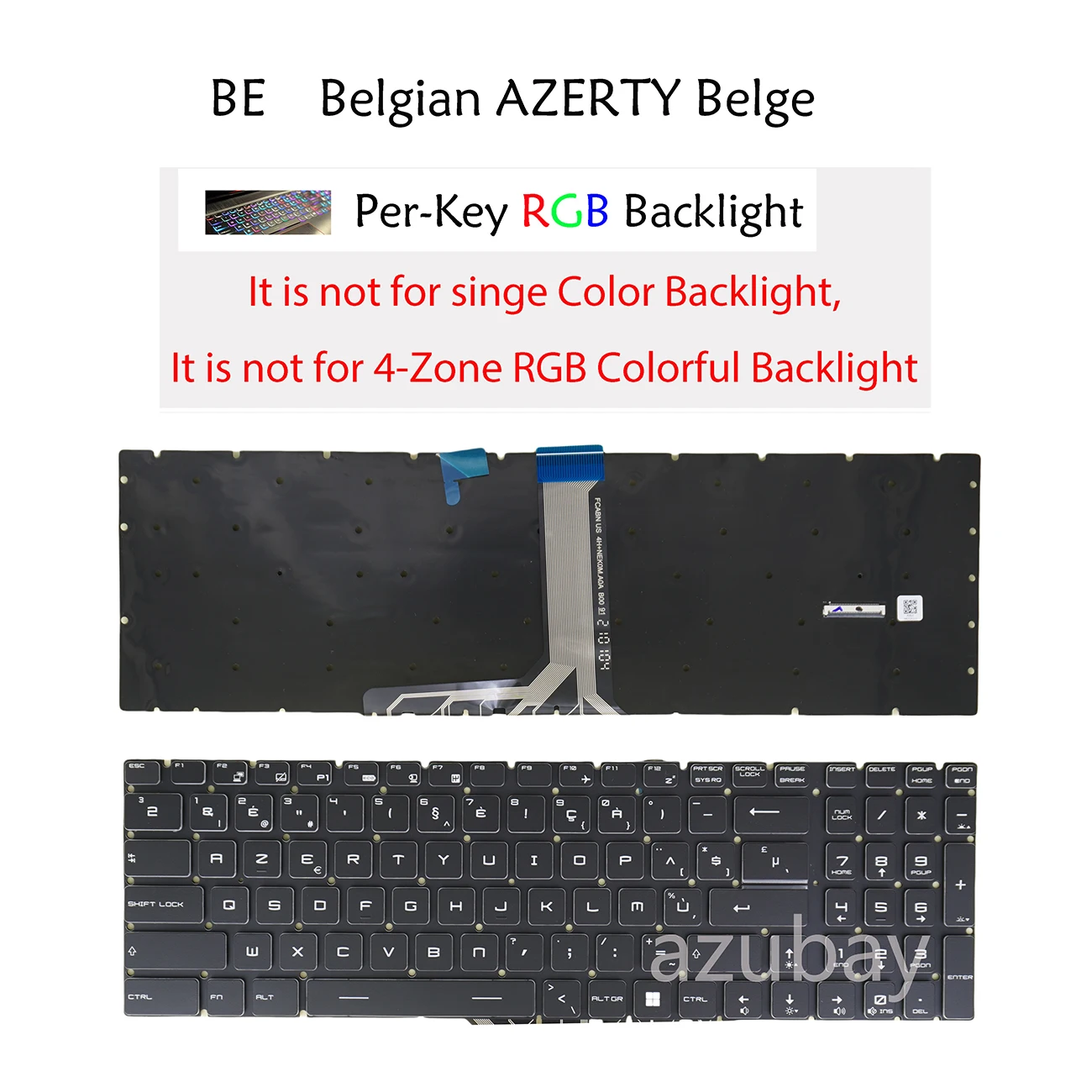 Belgian AZERTY Keyboard For MSI GE65 Raider 9SE 9SF, GE75 Raider 9SG 9SF 9SE 10SGS 10SFS 10SF, GT76 Titan DT,Per-key RGB Backlit