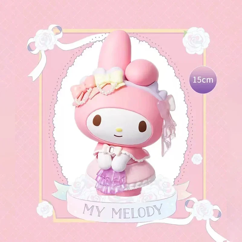 15cm My Melody Kuromi My Melody Animacja Model peryferyjny Śliczne ozdoby Materiał PVC Dekoracje na biurko Prezenty świąteczne Zabawki