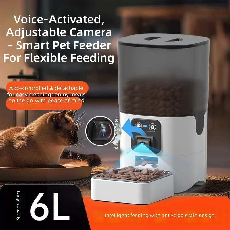 Cat and dog automatic feeder cat pet intelligent timed quantitative feeder cat food dog food feeder video available