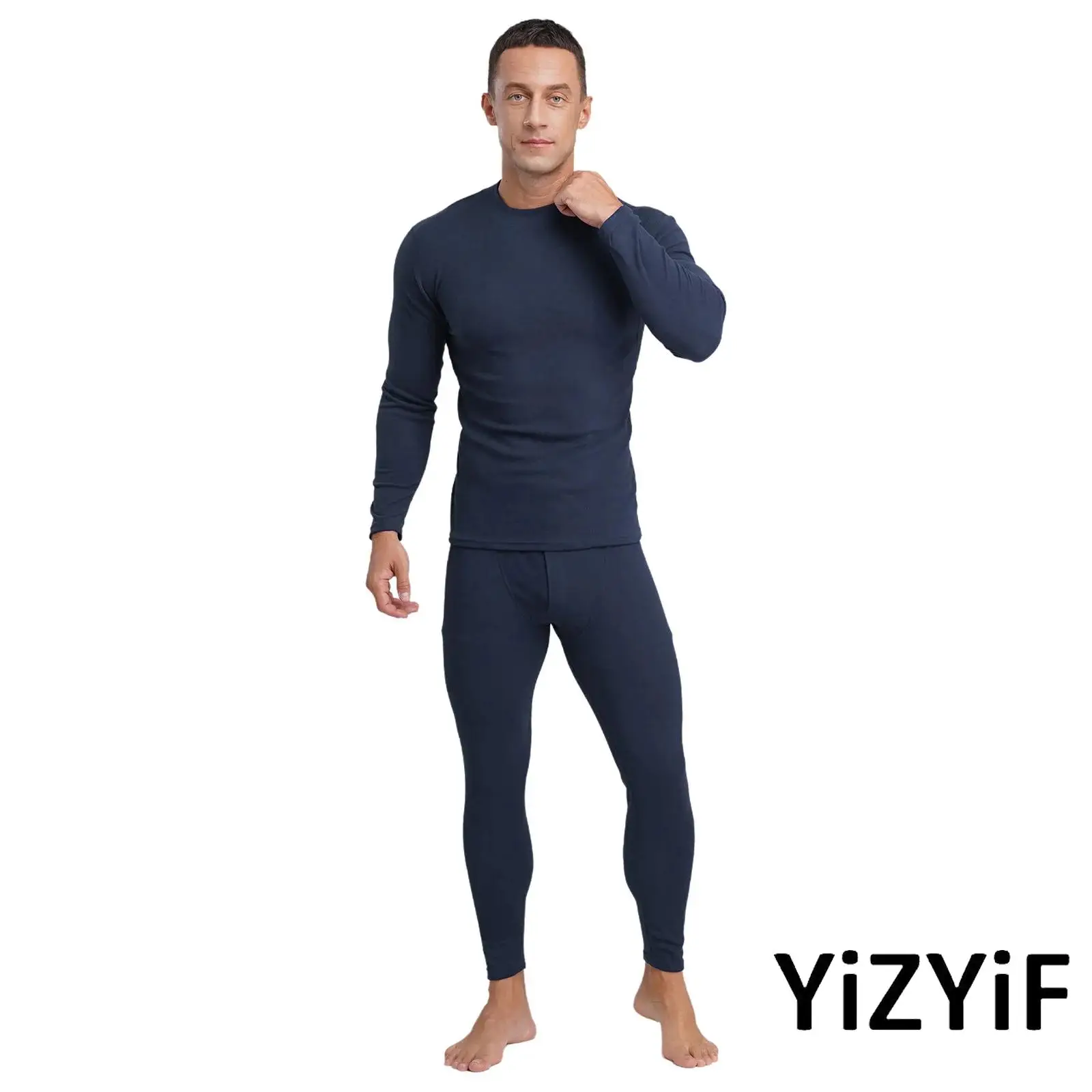 

Men Premium Thermal Base Layer Set with Mock Neck Design And Four Way Stretch Fabric Moisture Wicking Underwear for Cold Weather