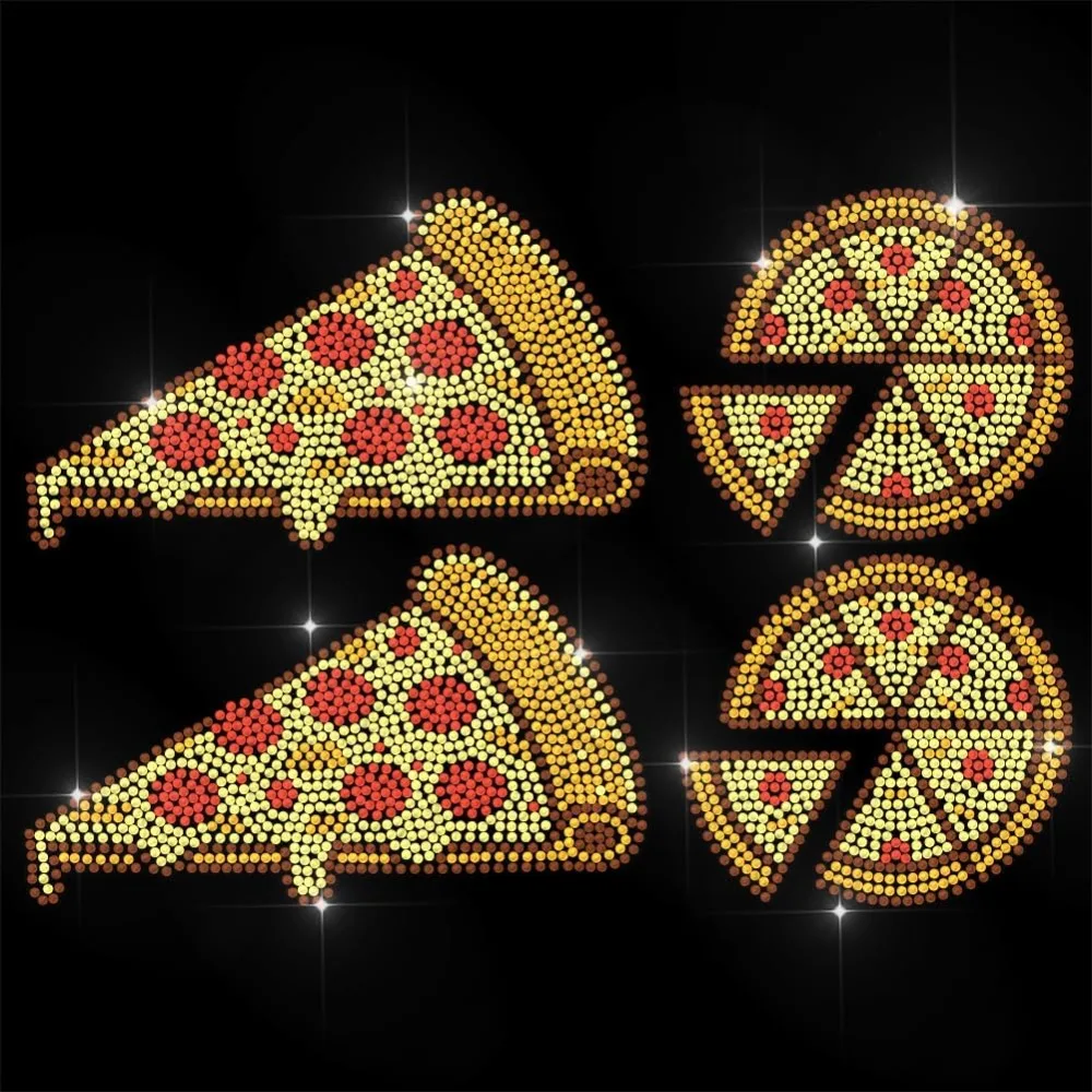 

Нашивки со стразами для переноса пиццы, исправление для одежды, 11,6 x 8,2 дюйма, большая аппликация с блестками для джинсовых кепок