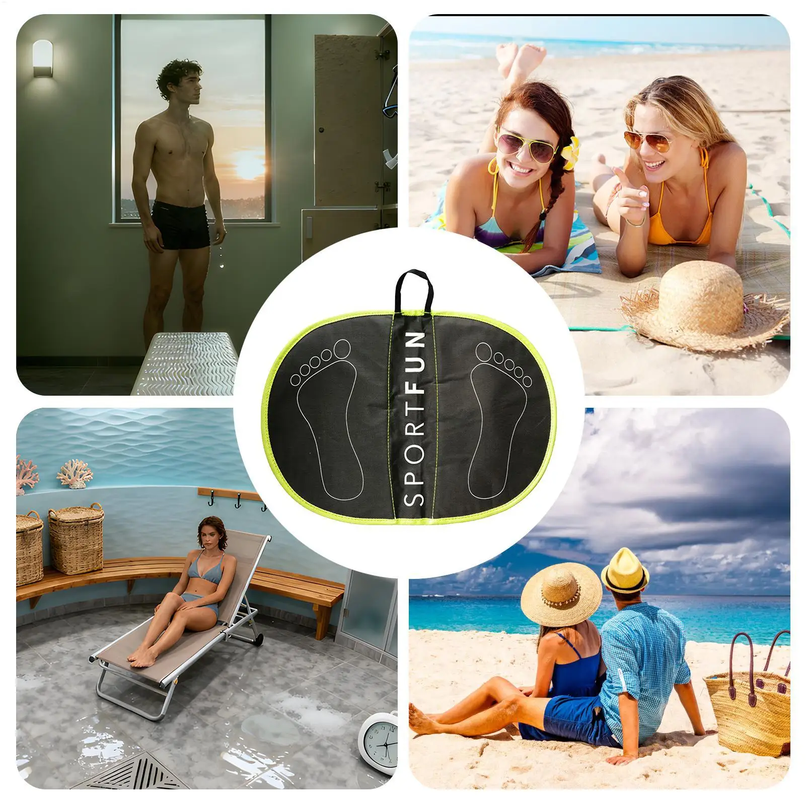 حصيرة تغيير ملابس السباحة المقاومة للماء، حصيرة تغيير ملابس السباحة القابلة للطي مع مقبض حمل لحمام السباحة الاحترافي