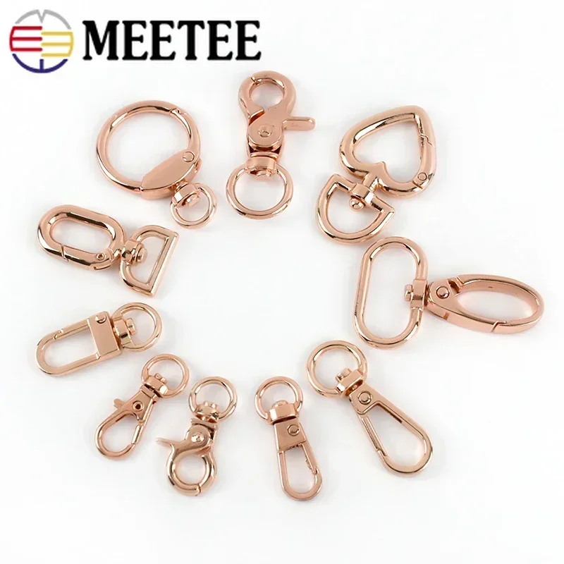 10Pcs RoseGold Bag Buckles Metal Lobster Clip Clasp Hooks Backpack Strap Belt Carabiner Hanger DIY Hardware Sewing Accessories