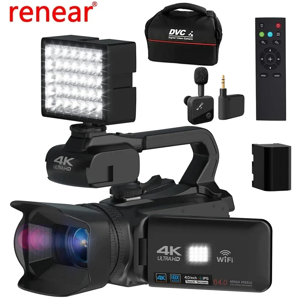 4K Camera 30FPS Camcorder Professional Vlog Streaming Camcorder Recording 48MP WIFI 18X Zoom Film Cameras Ultra HD Video Cameras