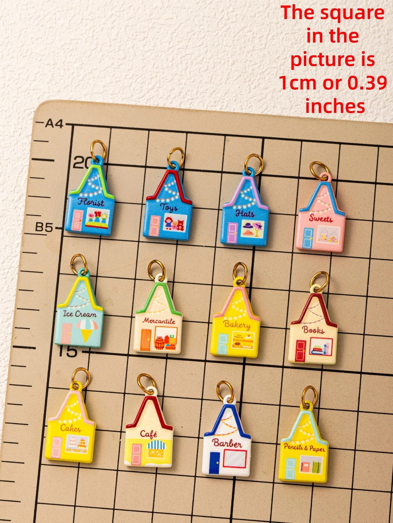 316 Edelstahl Wasserdicht Farbbeständig Niedliche Neue Bunte Haus-DIY-Anhänger für Schmuck – Detail 1