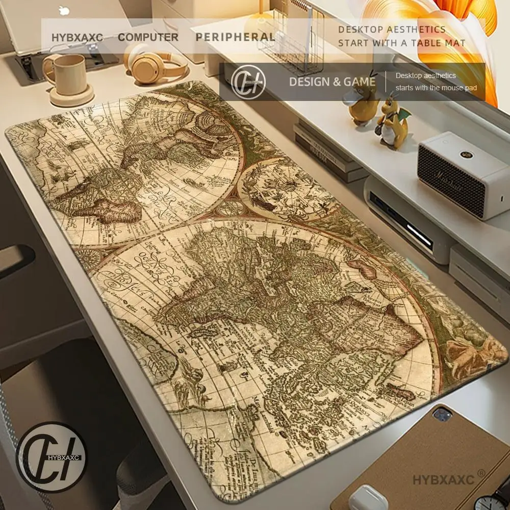 الرجعية المدينة القديمة خريطة العالم لوحة الماوس لطيف HD لوحة مكتب الموسعة الألعاب لوحة المفاتيح الحصير كبيرة 90x40 سنتيمتر XXL ألعاب ماوس #2