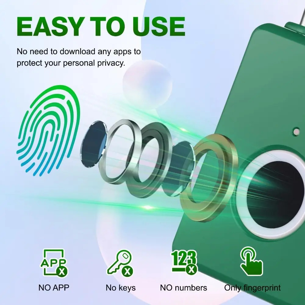 Waterproof Fingerprint Padlock Anti-Cut Durable Design Keyless Cable Lock Soft Steel Rope Anti-Theft 2-in-1 Lock