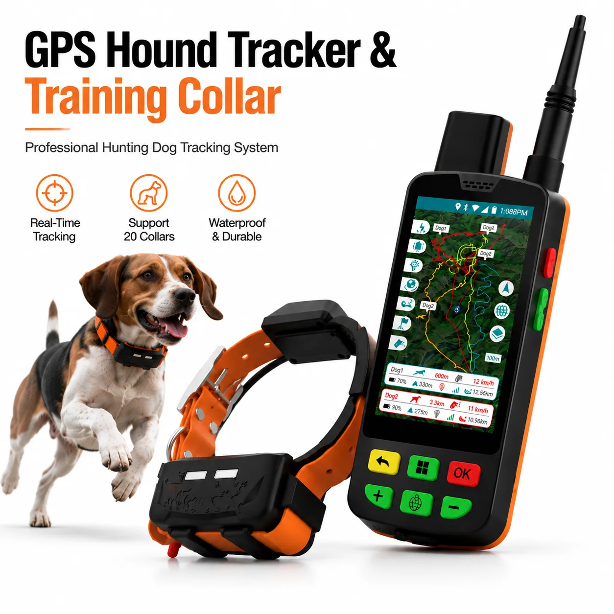 Eseek Advanced Hunting Dog GPS Tracker Garmn Replacement Solution With VHF Long Range Signal And Waterproof Collar