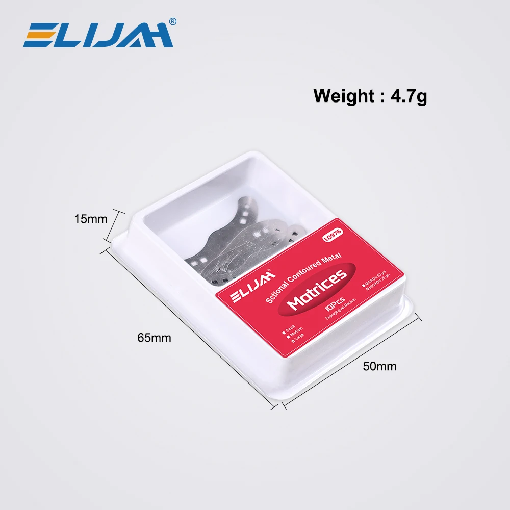 ELIJAH 10Pcs/Box Dental with Holes Tofflemire Ivory Matrices Bands Stainless Steel Orthodontics Matrix Bands Dentistry Tools