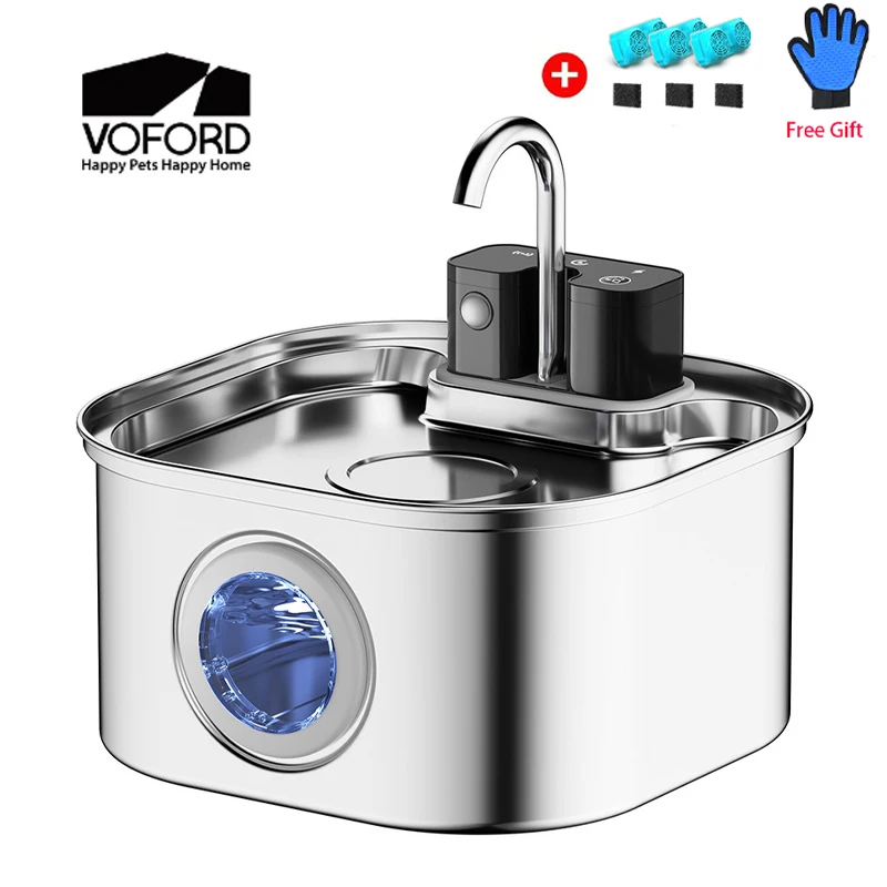 

Беспроводной фонтанчик для воды VOFORD 3.2L с автоматическим датчиком для кошек и собак, поилка для животных, аксессуары для диспенсера воды.