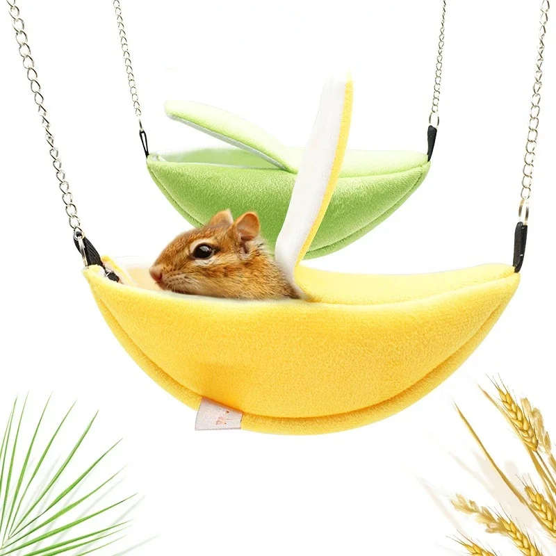 

Novelty Banana Shape Nest Plush Cotton Hamster Warm House Hammock Rat Mouse Living House Hanging Tree Beds Hamster Accessories