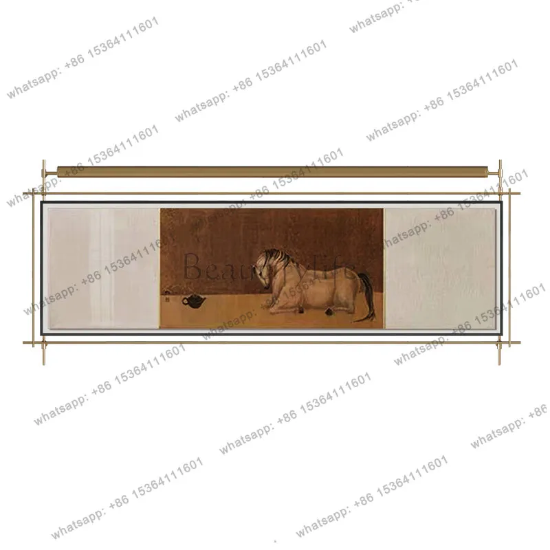 

Light luxury Chinese painting creative sofa background wall office metal wall decoration