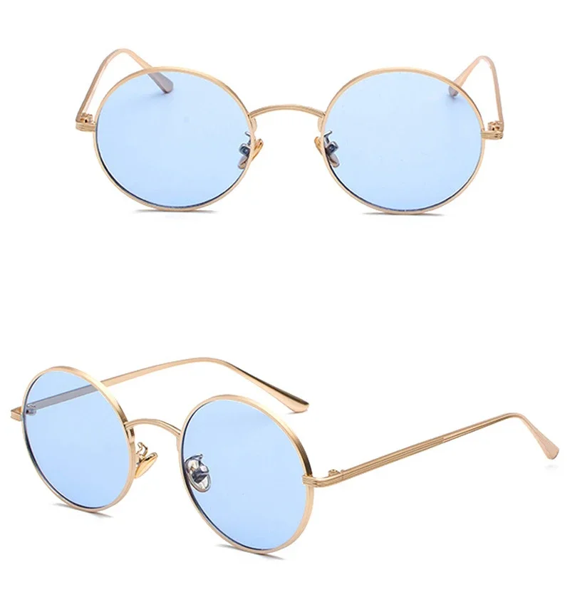 JNPCXI Vintage-Sonnenbrille für Herren, Damen, Retro-Punk-Stil, runder Metallrahmen, bunte Gläser, modische Sonnenbrille, Gafas Sol Mujer. – Detail 9