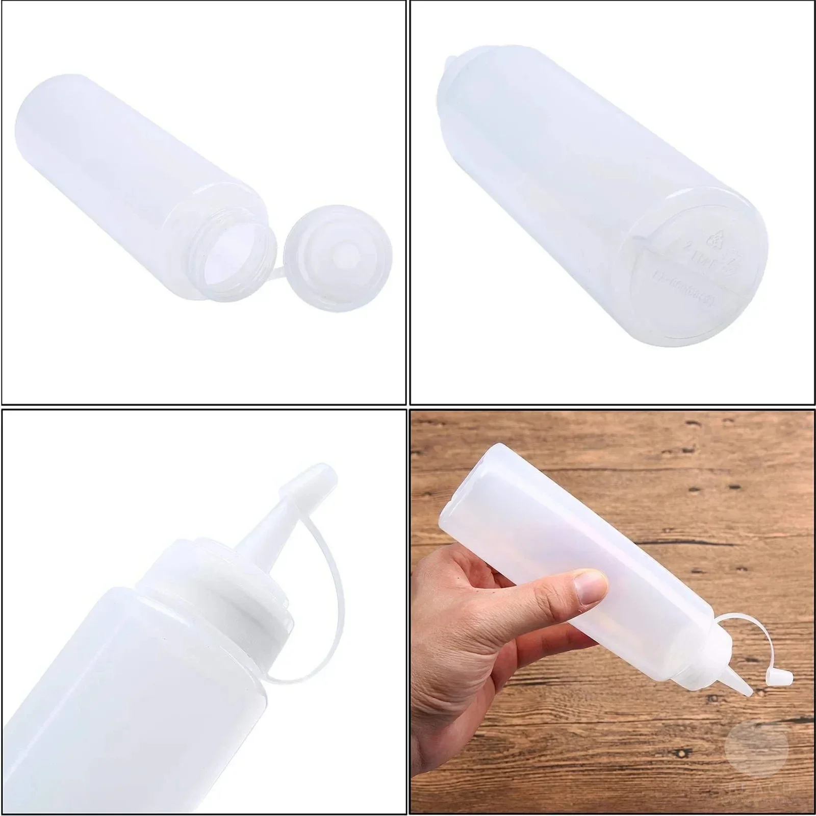 Easy-Squeeze 6pcs 240ml Condiment Bottles - Leak-Proof for Ketchup Mustard Oil, Kitchen Gadgets