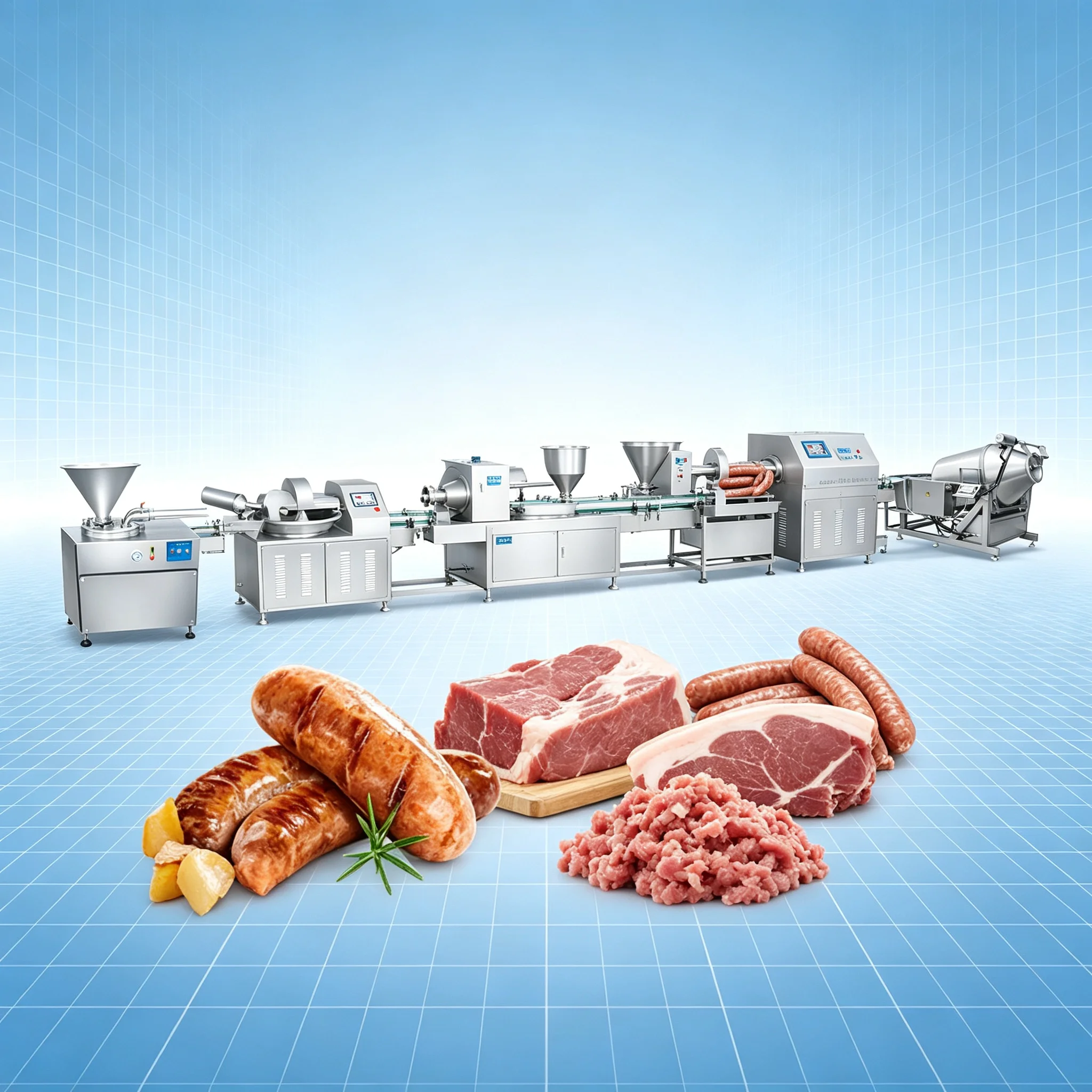 Overseas Market Adapted Sausage Making Production System CE Safety Standard For Global Meat Processing Factory
