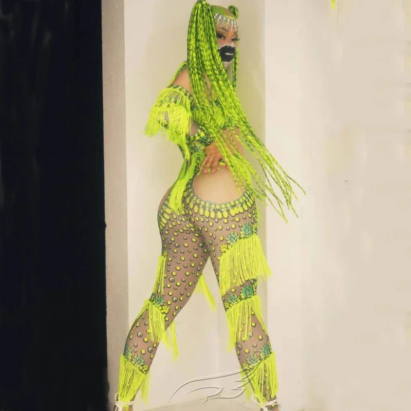 الهذيان الزي النساء جوجو راقصة زي الأصفر مهدب بذلة مثير القطب الرقص ارتداءها بار ملهى ليلي Ds Dj مرحلة الحفلات