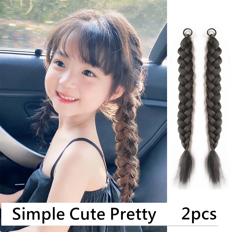 2pcs Girl Wig Braid Hair Accessories for Kids and Mother Classical Traditional Child Fishbone Plait Pigtails Ponytail Headgear