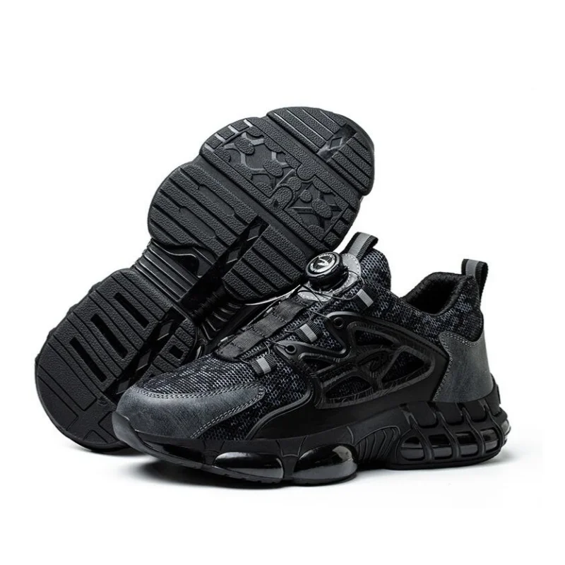 Rotating Button Safety Shoes Men Air Cushion Work Steel Toe Sneaker Man Puncture Proof Work Safety Boots Protective Shoes_voghion.com