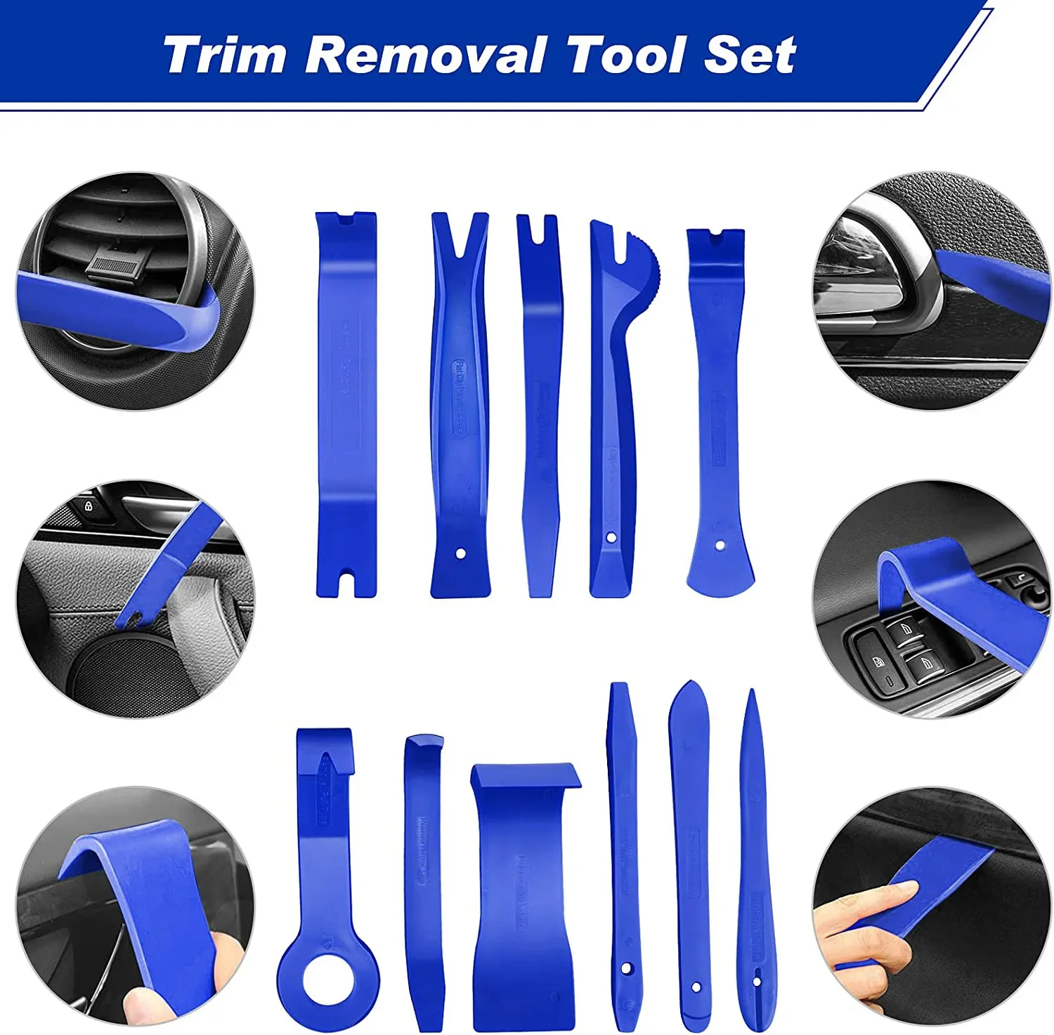 Car Door Trim Removal Pry Tool Kit Painel automático Gancho de remoção áudio Clipes fixação tamanho misto Desmontage