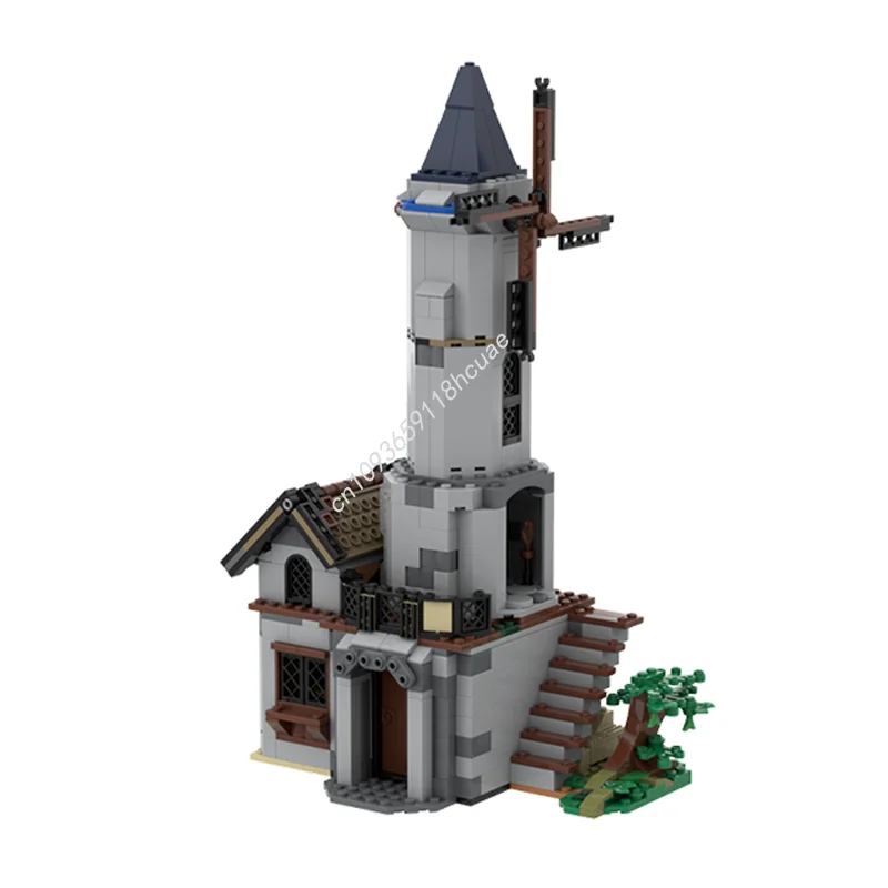 651 pièces MOC moulin à vent médiéval château modèle blocs de construction jouets Architecture brique assembler anniversaire cadeaux de noël