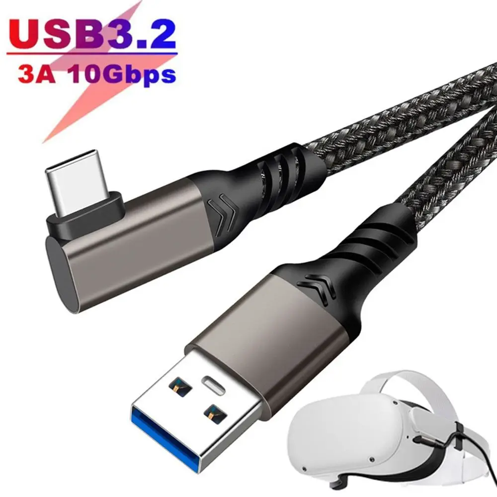 USB 3.2 Gen 2 Cable Elbow 10Gbps 3m 5m For Oculus Quest 1/2 VR Link Cable USB Type A to Type-C Fast Charging Camera Line