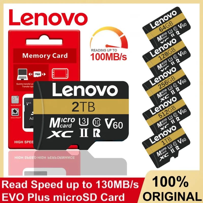 Оригинальная карта памяти Lenovo 2TB Pro Plus, высокоскоростная флэш-карта Micro TF SD A2 U3 4K, расширенное хранилище данных, 1 ТБ, 512 ГБ для телефона