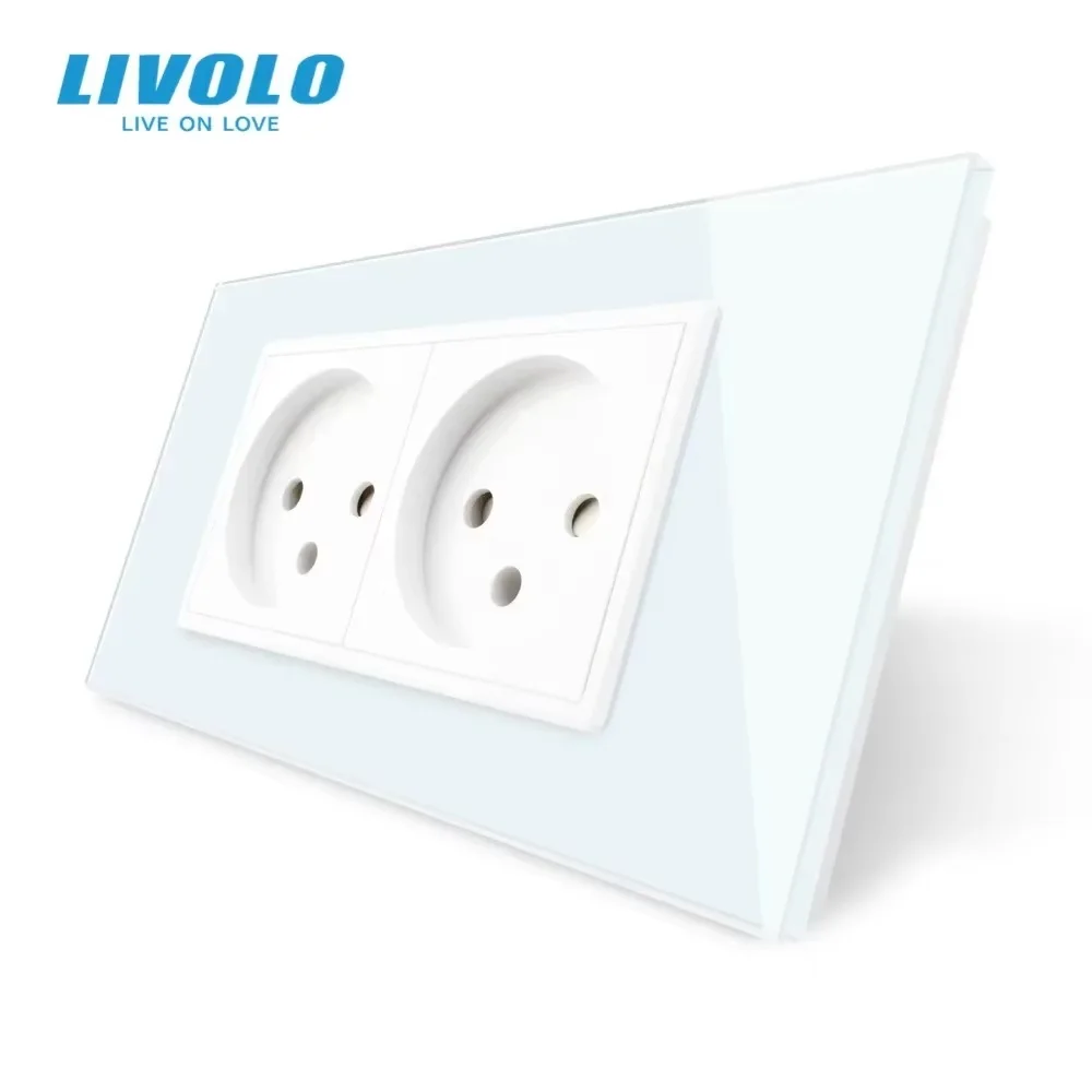 LIVOLO Double Power Socket 16A Outlet Converter,Tempered Glass Panel, AC 100~250V Israel Plug for Home Improvement