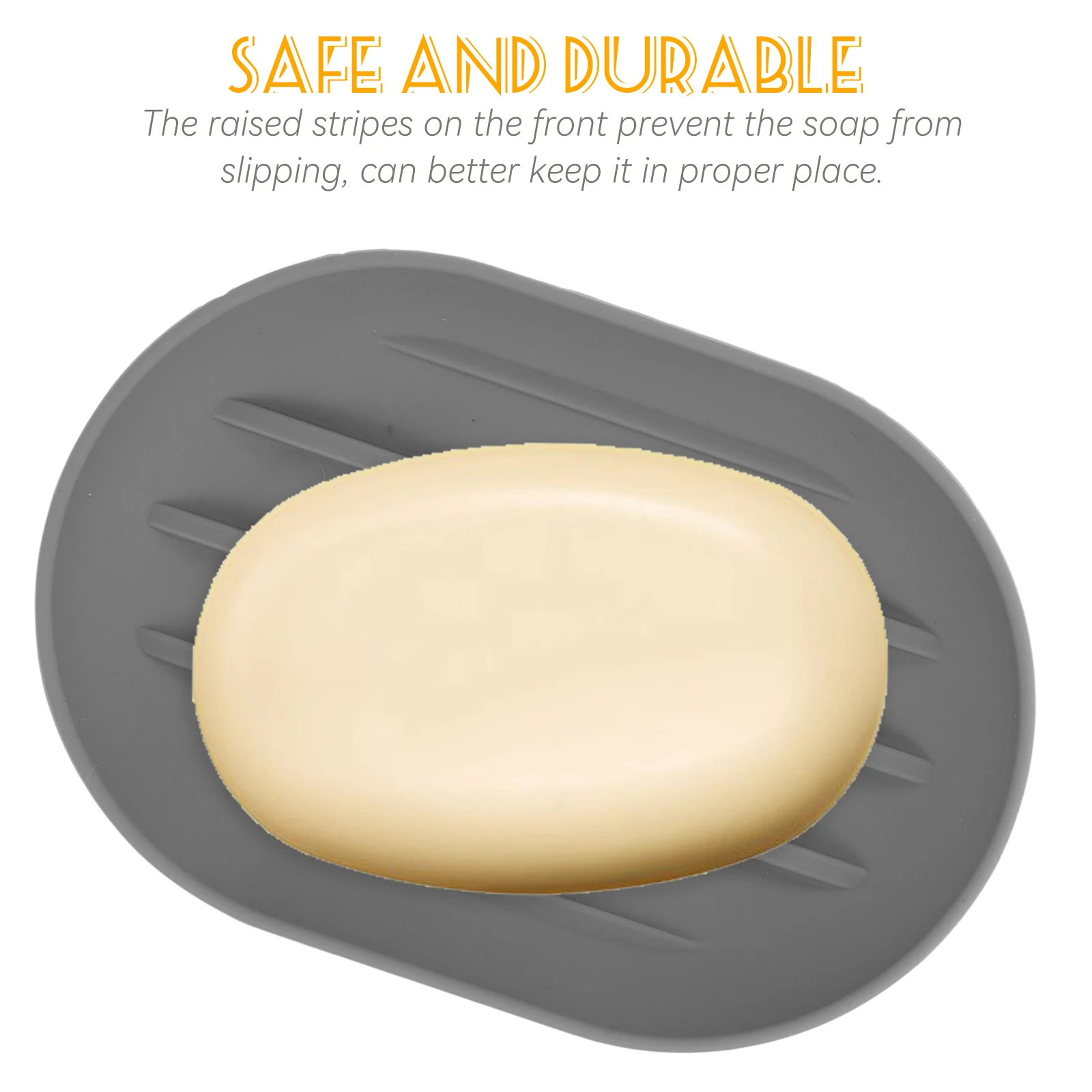 

4Pcs Silicone Soap Dish with Drain Holes Non-Slip Raised Stripes Design Fast Drying Soap Holder for Bathroom Shower Kitchen Use