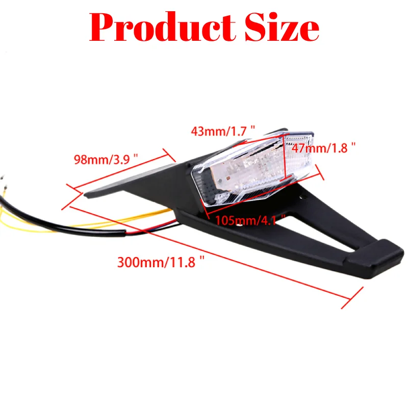 Motorcycle LED Tail Light Rear Fender Stop Brake Lights License Plate Light Bracket Holder Universal 12V For Scooter Street Bike view 2