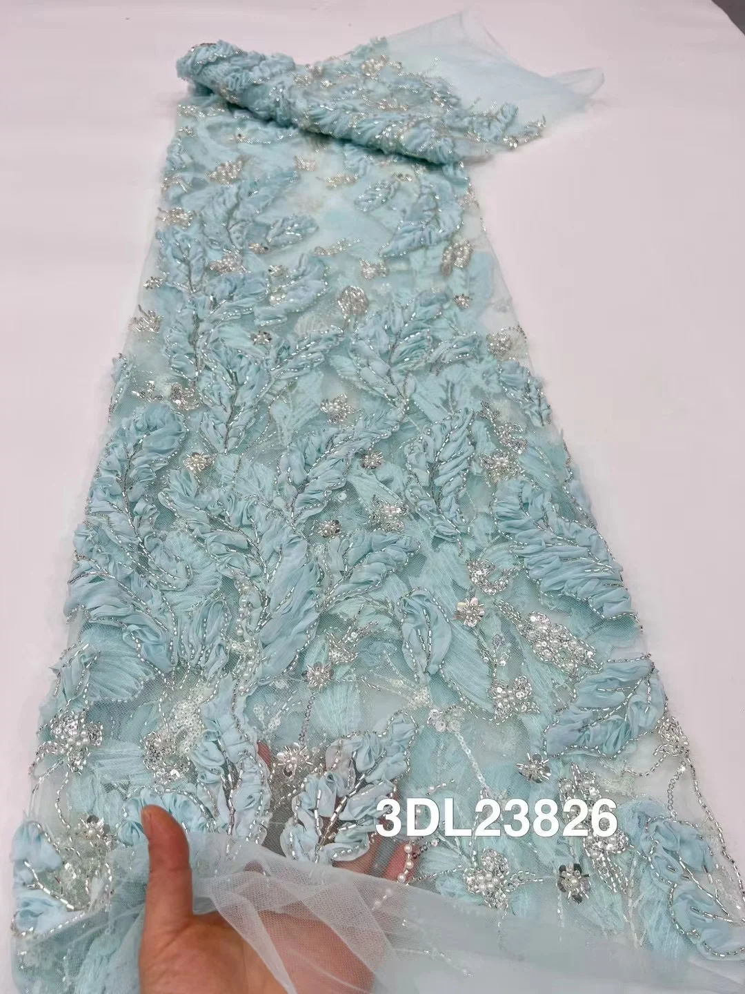 

Новейшая элегантная африканская 3D кружевная тюлевая ткань с бисером, 2021, французская кружевная ткань с вышивкой блестками для платья, свадебный материал