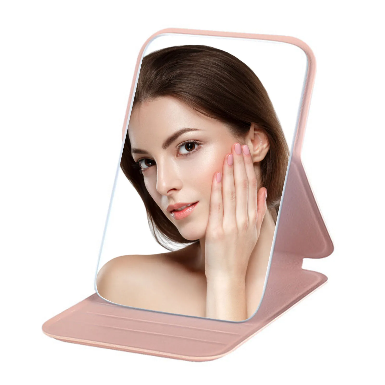 Handheld Cosmetic Mirror Portable One-Sided Small Cute Hand Mirror for Travel Bathroom Desk Makeup Beauty