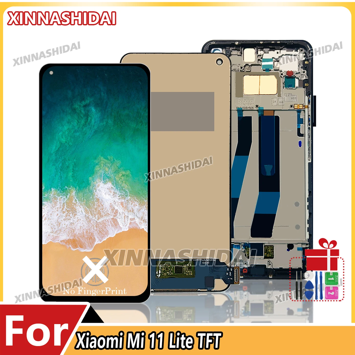 Hochwertiger Bildschirm für Xiaomi Mi 11 Lite M2101K9G TFT-Display Touchscreen-Rahmen Batterieabdeckung Gehäuse Digitizer-Baugruppe ﻿