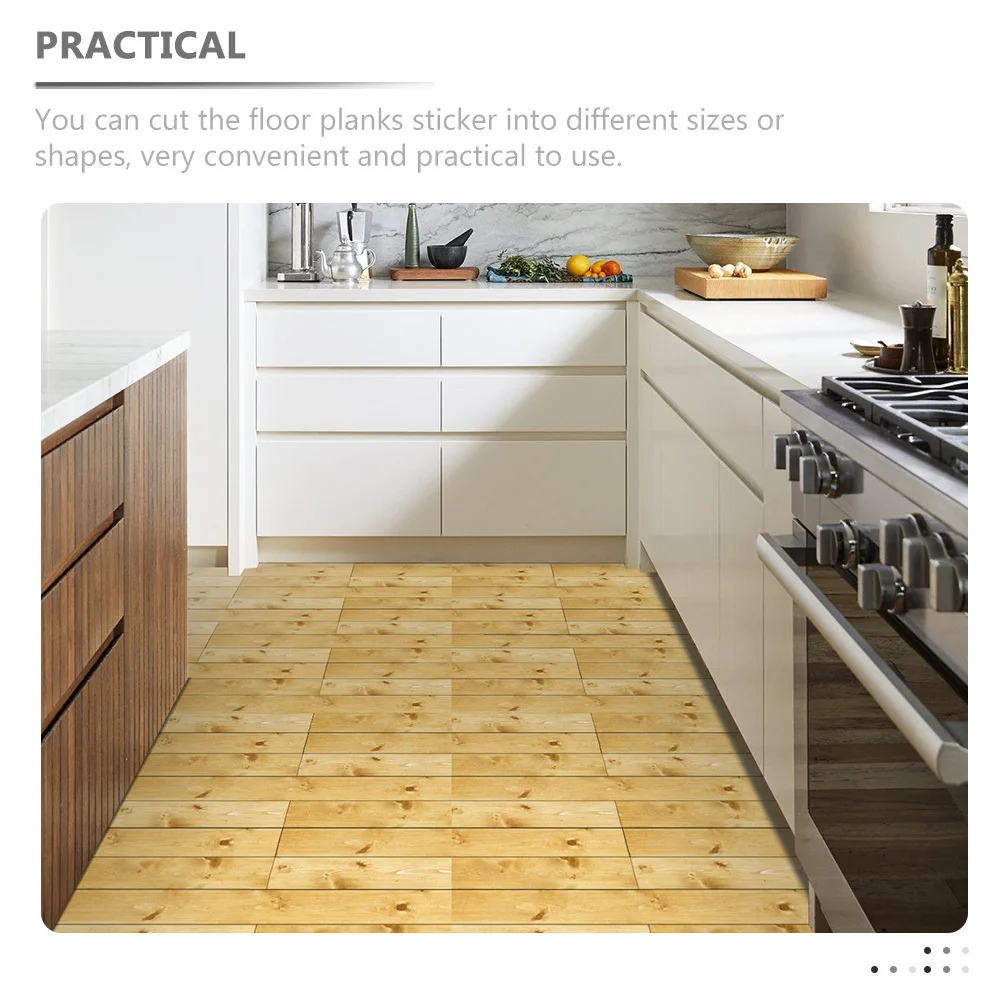 

5 Pcs Wood Grain Floor Stickers Thick Peel and Tile Flooring Planks Kitchen Tiles Bathroom Sticky Wallpaper