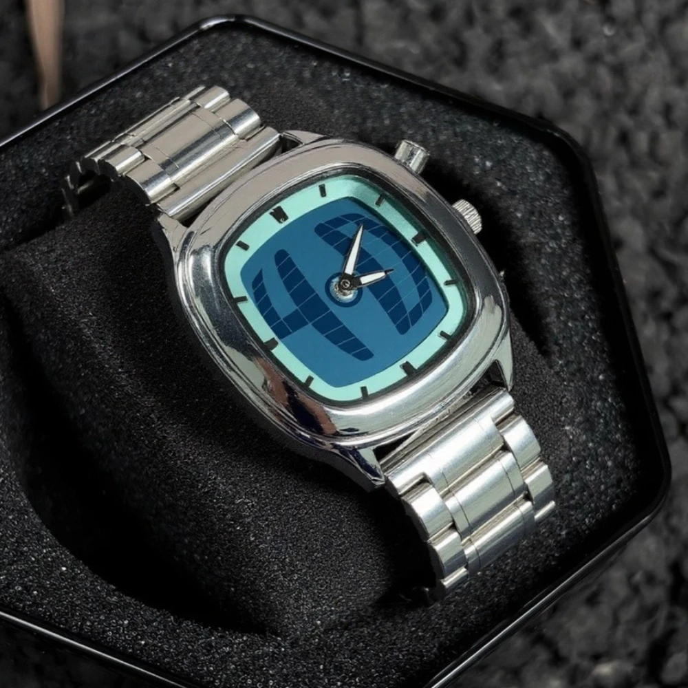 Alien Y2K Quartz Watch Men Hot selling Light Blue Pointer Number Dual Display Steel Original Business Watch Dynamic Design Clcok