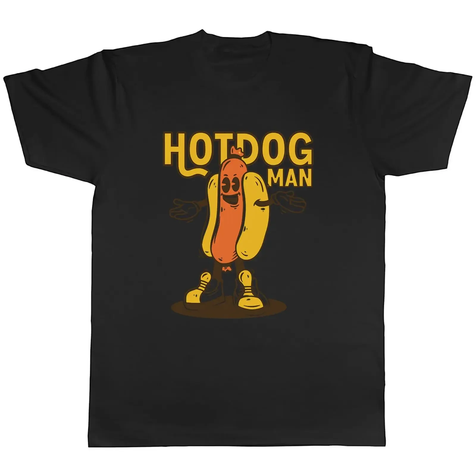 Funny Hot Dog Man Men's T Shirt Onions Ketchup Mustard Sausage Tea  vintage Washed graphic Soft Casual Unisex Versatile