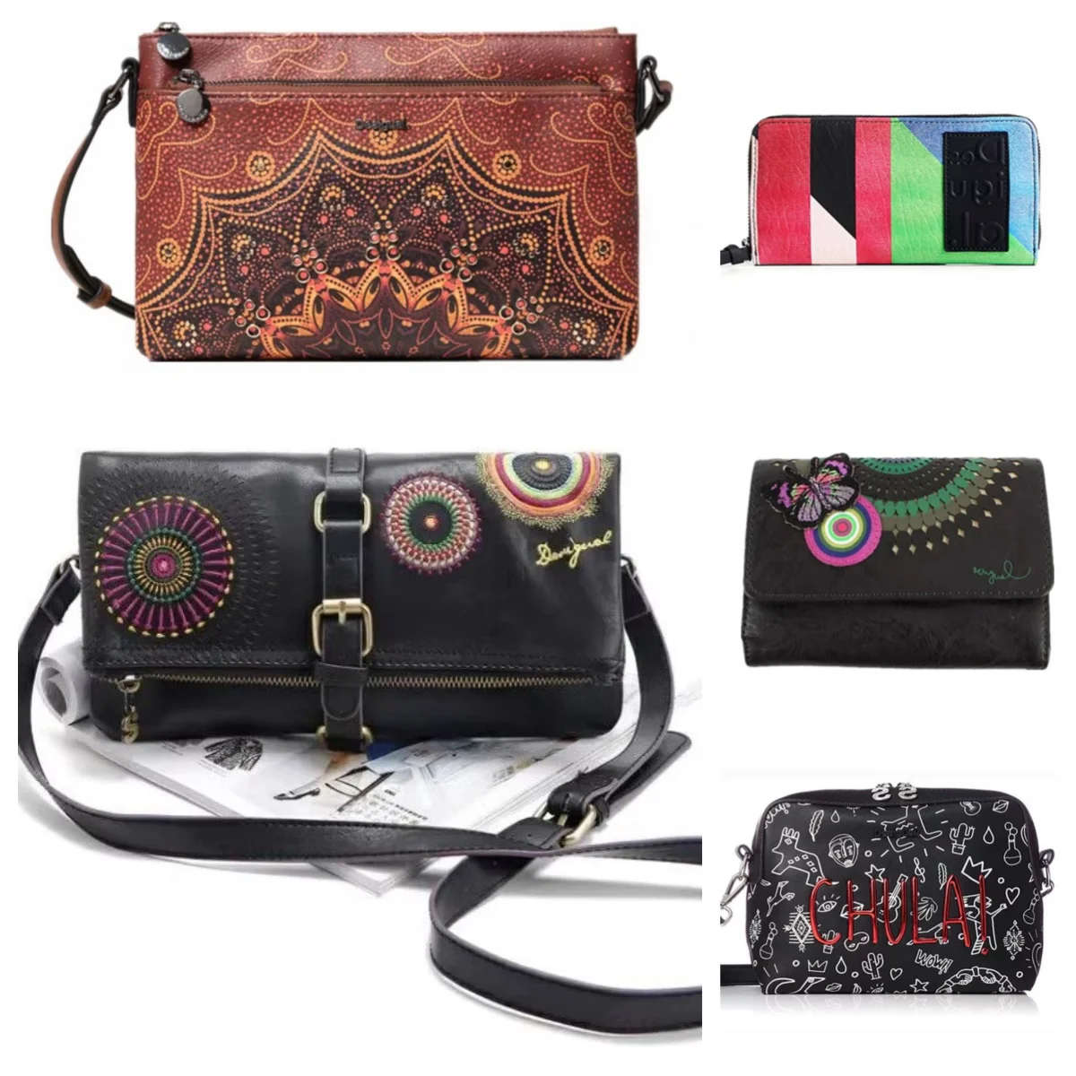 

Spanish foreign trade new heavy embroidery retro women's purse single shoulder crossbody women's fashion bag