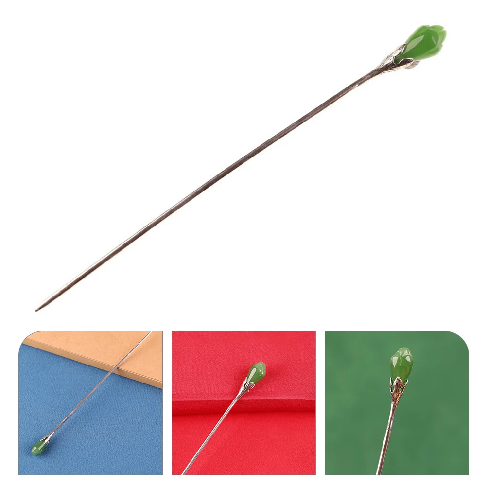

Long Lasting Alloy Jade Magnolia Hair Stick Women Hair Chopstick Minimalist Accessory For Tightly Held Buns And Curly Thick Hair