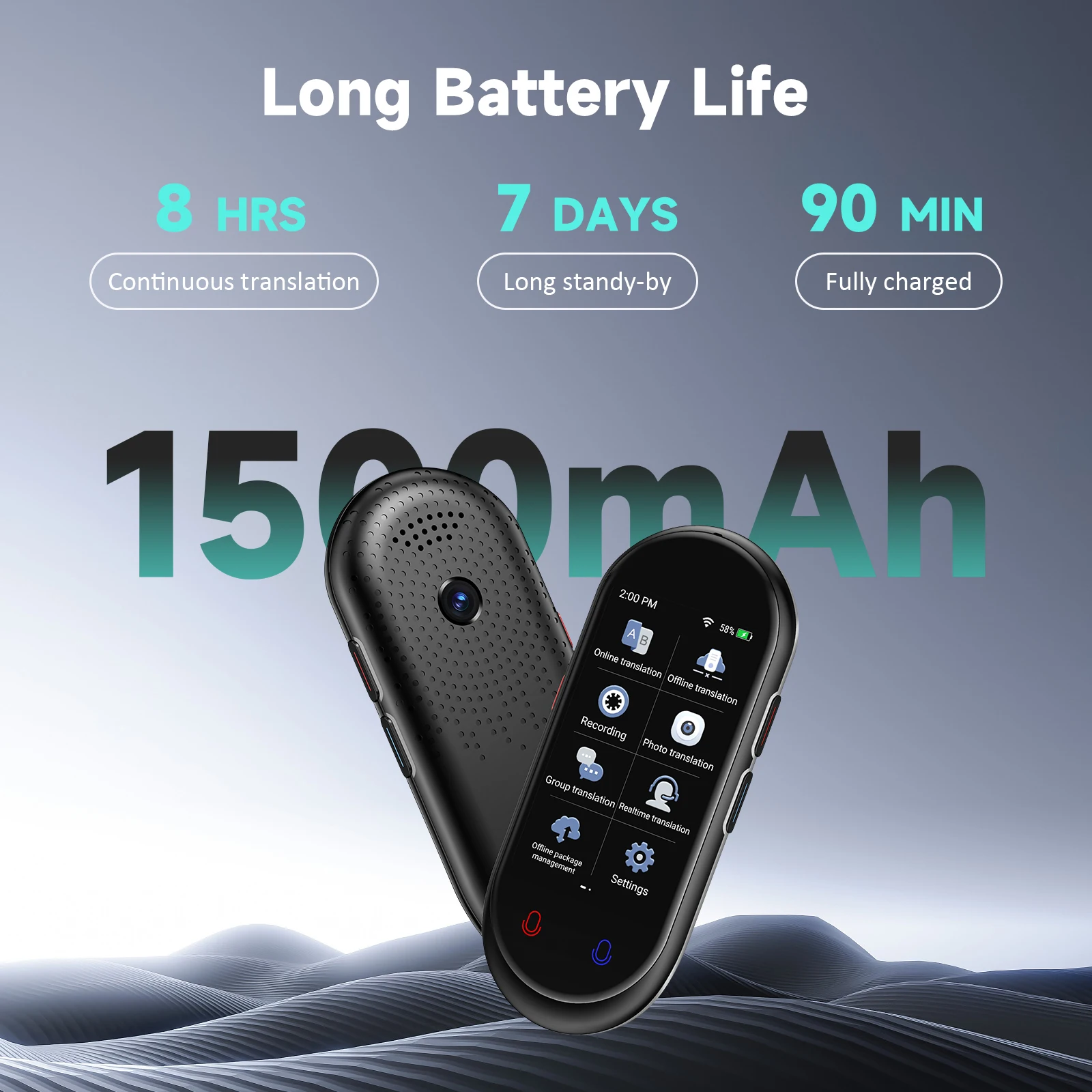 Z8 Instant AI Voice Translator Draagbaar realtime vertaalapparaat met foto-opname Groepschat voor reizen, leren, vergaderingen