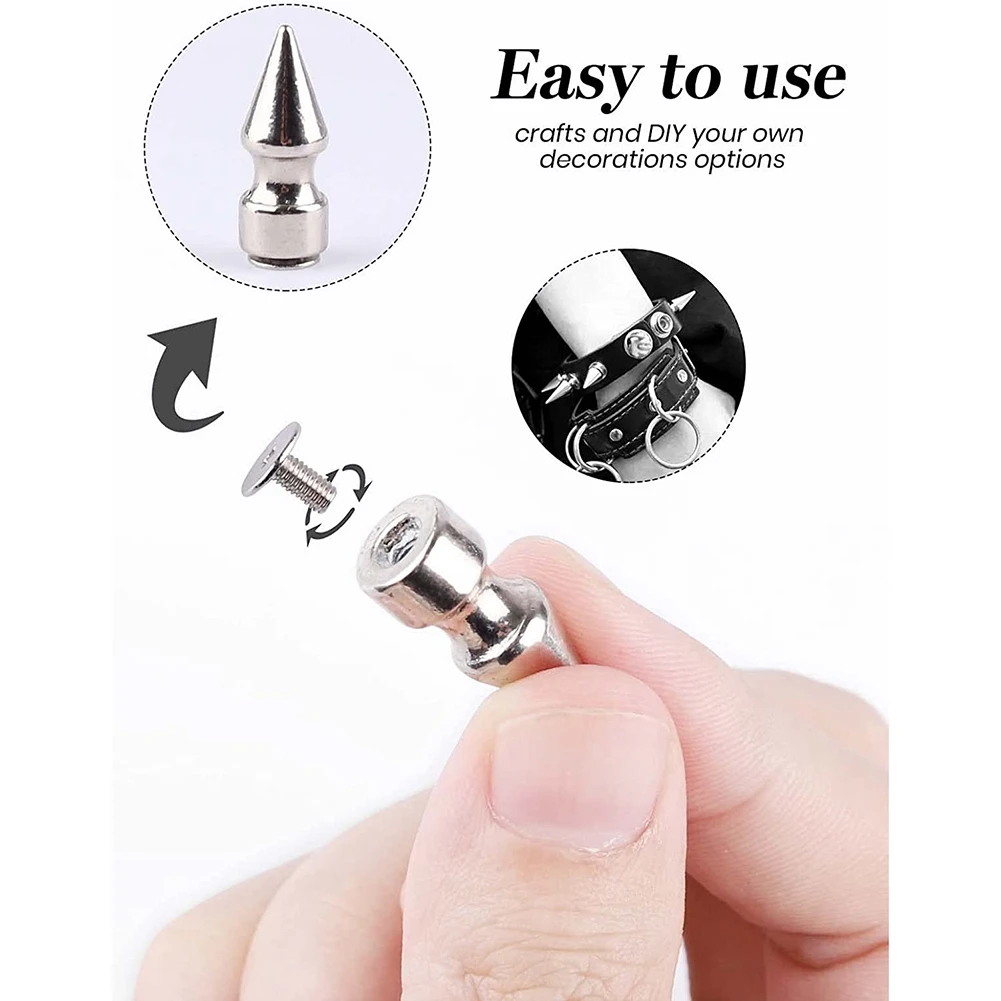 

270Set Spikes And Studs,Mixed Shape Punk Spike Rivets Metallic Cone Screw Back Studs With Install Tool For Leather Craft Fast-