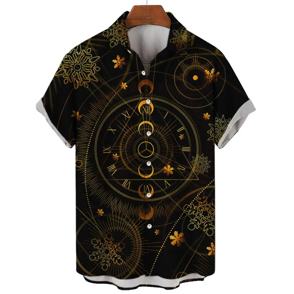 Men's Shirt for Men Dark Night 3D Men's Shirt Hawaiian Summer New Oversized Tops Buton Short Sleeve Loose Male Clothes