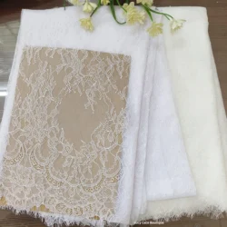 Pure White, Off White, Black in Stock Wedding Outfits Lashes French Chantilly Lace Fabric Quality Pajamas Material 2025
