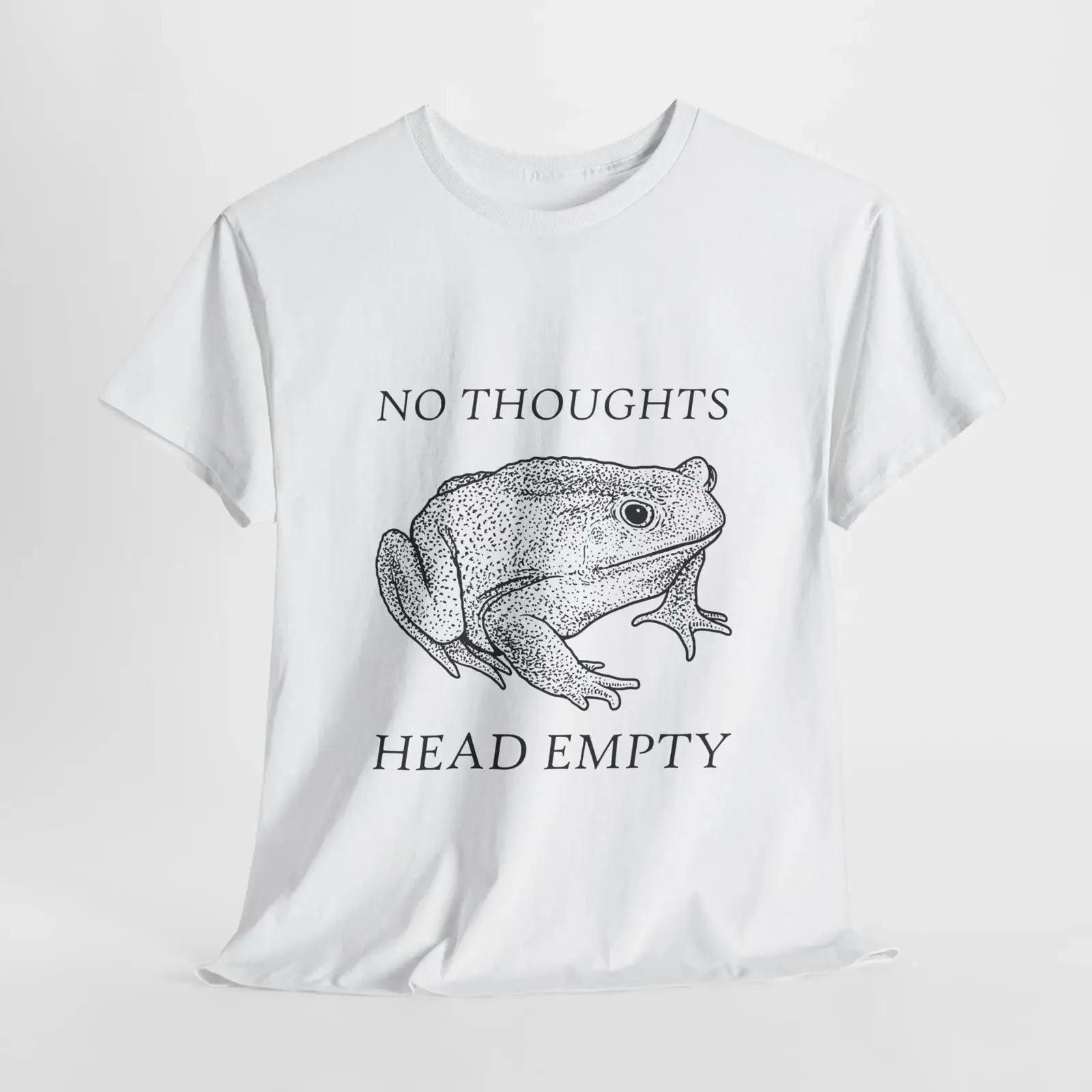 No Thoughts Head Empty Frog T Shirt vintage Washed homme Soft fashion Comfortable Versatile Casual Unisex streetwear Slightly