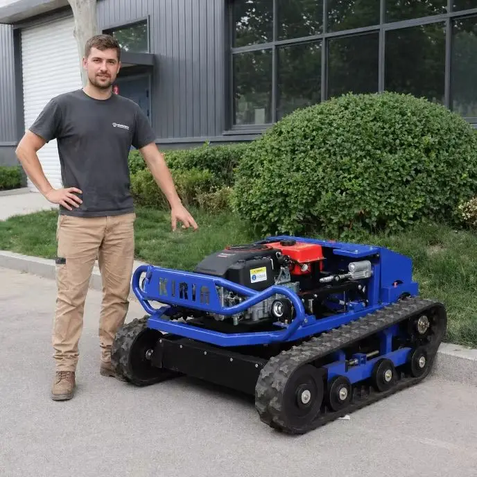 

23HP High Power ZNW-800 Crawler Lawn Mower Remote Control 800mm Cutting Width All Terrain Grass Trimmer Multifunctional Grass Cu