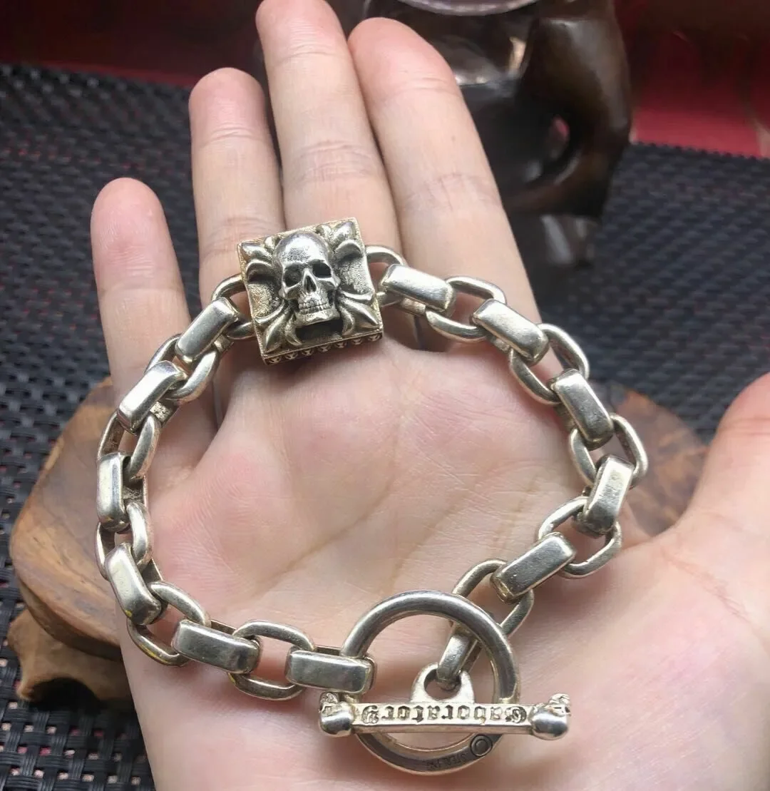 Chinese Old Miao Silver Bracelet Fashion Cool Statue Collection Traditional Ethnic  Unisex Arm Candy