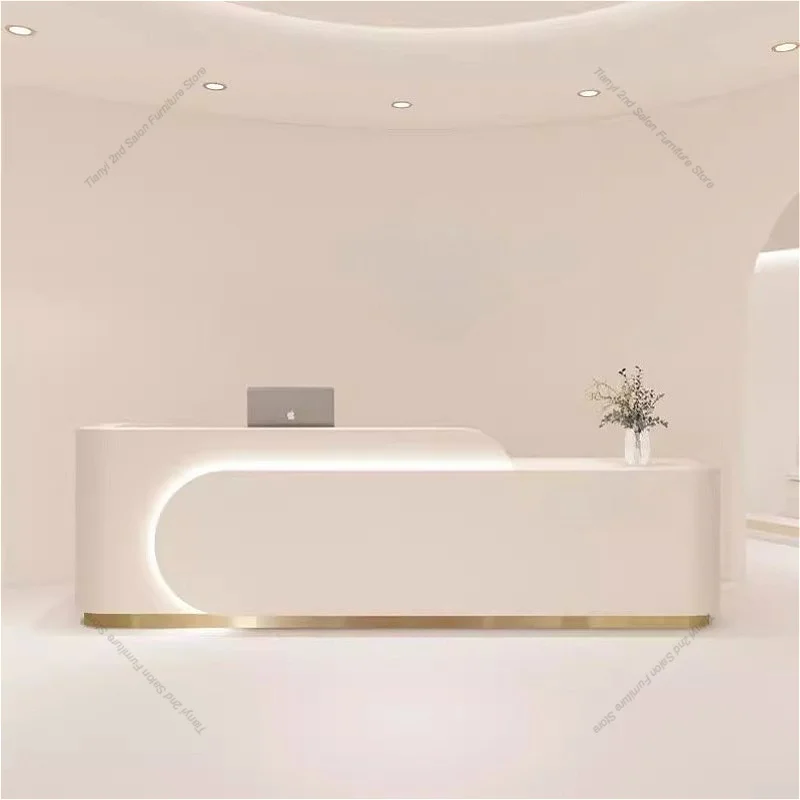 Nordic Creative Curved Reception Desk Oral Dental Beauty Salon Front Desk Clothing Store Consultation Office Furniture FYRD