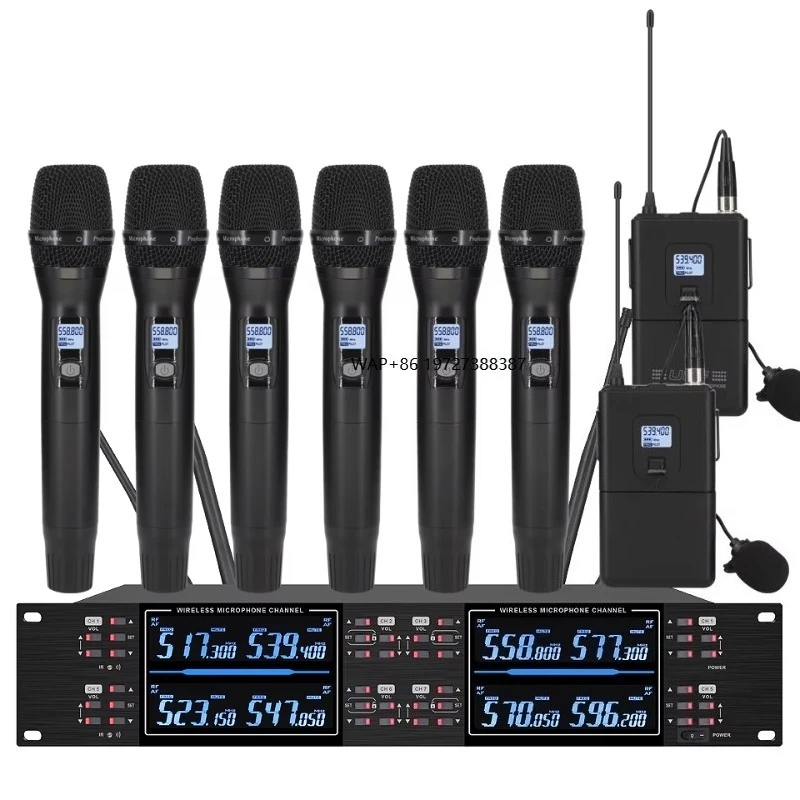 Professional Wireless Microphone Handheld Karaoke Conference UHF 2/4/8 Channel Wireless Microphone System